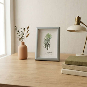 Elegant Living Leaf Botanical Photo Frame - Minimalist Sage Green Wall & Desk Art