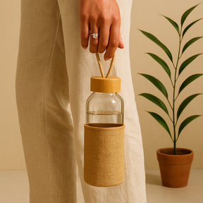Bamboo Glass Bottle With Jute Cover -500 ml