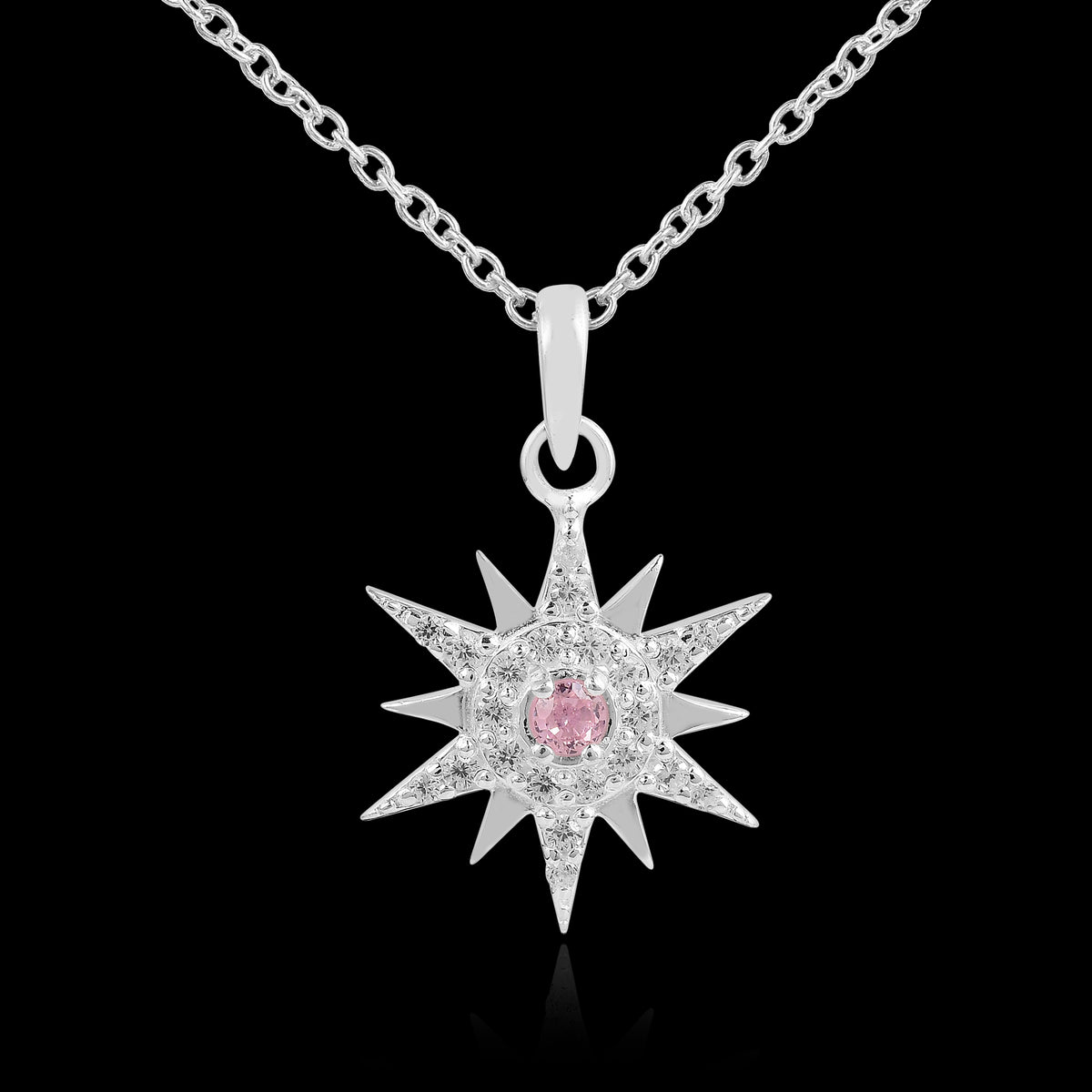 925 Sterling Silver Star Cubic Zirconia Pendant with Chain Gift for Her