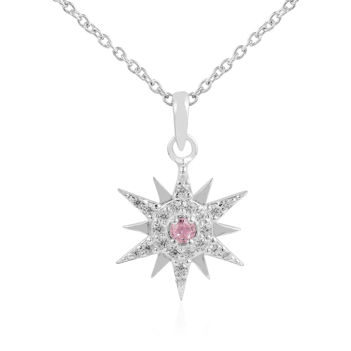 925 Sterling Silver Star Cubic Zirconia Pendant with Chain Gift for Her