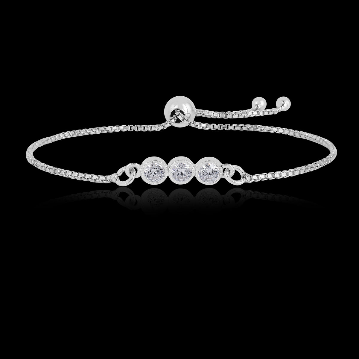 925 Sterling Silver Cubic Zirconia Minimal Chain Bracelet Gift for Her