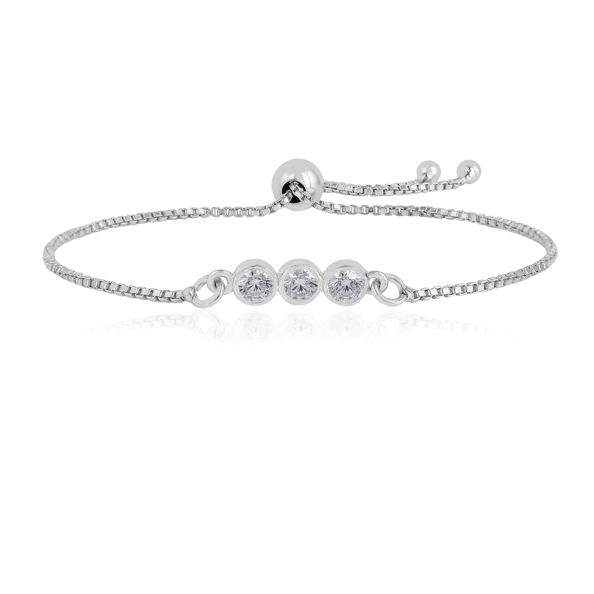 925 Sterling Silver Cubic Zirconia Minimal Chain Bracelet Gift for Her