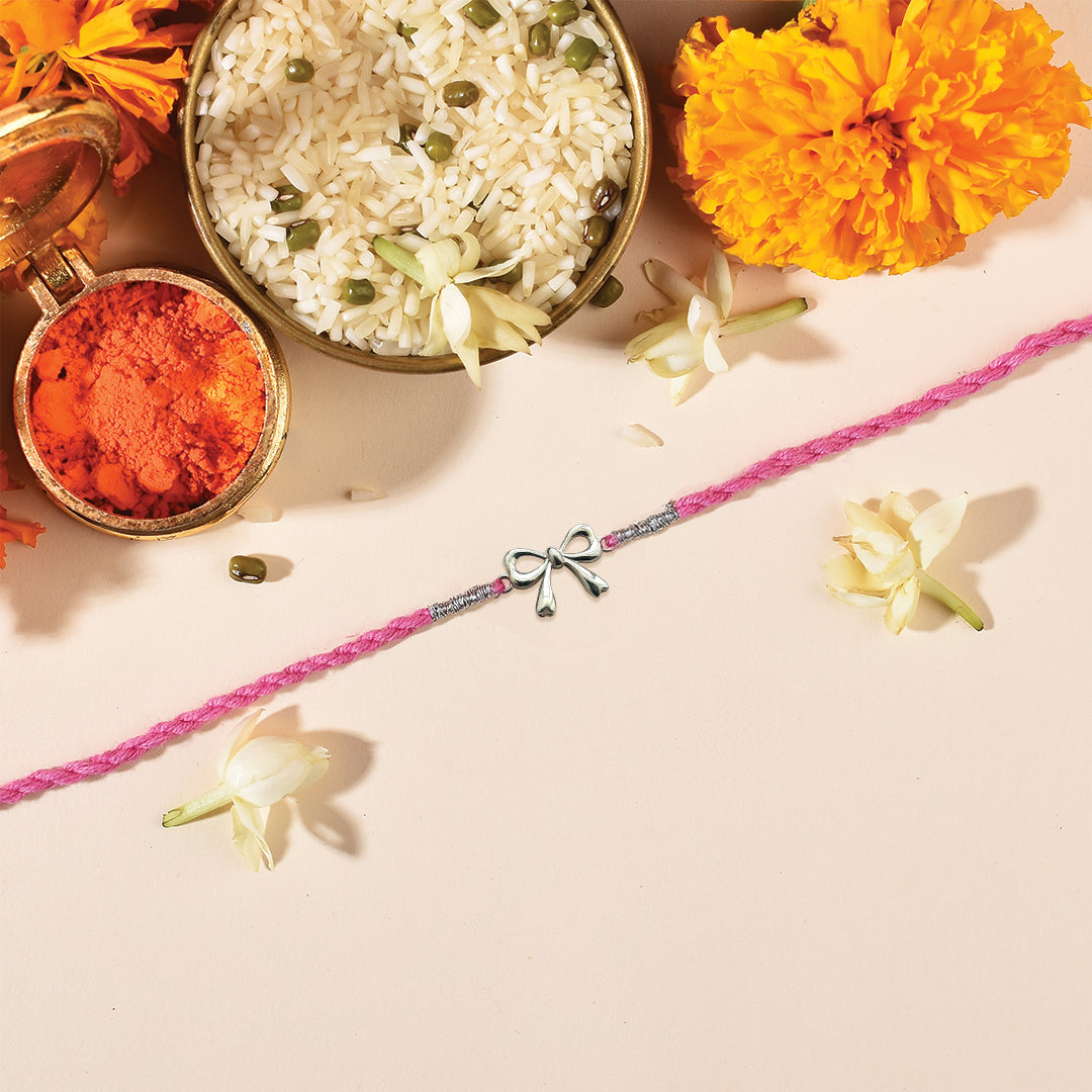 925 Sterling Silver Bow Silver Rakhi