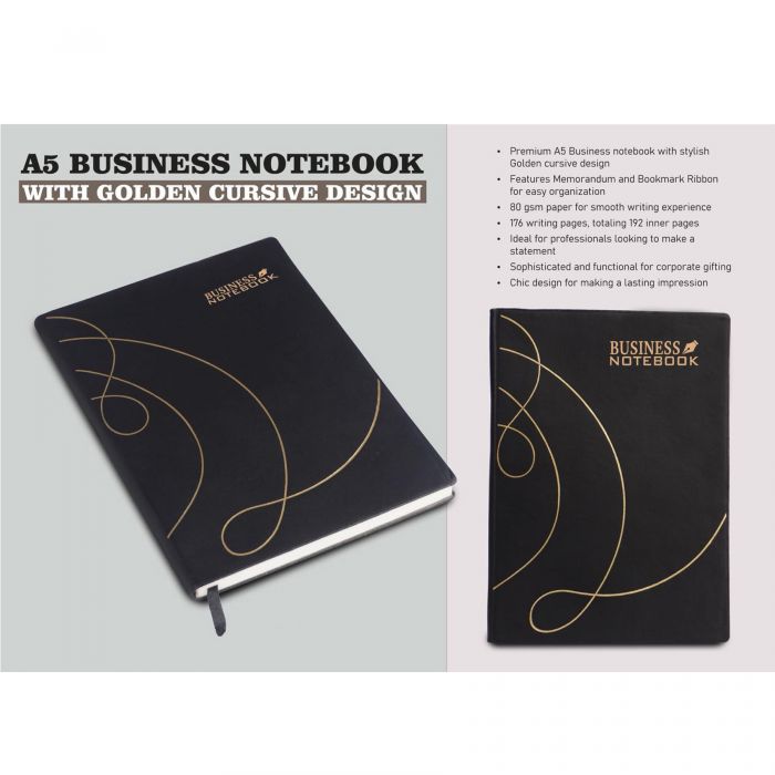 A5 Business notebook with Golden cursive design (Bulk/Corporate Orders Only)