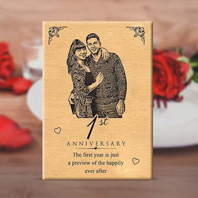 Personalized Engraved Wooden Photo Frame for 1st Anniversary