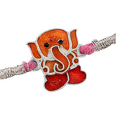 Cute Enemal Ganesha Silver Rakhi