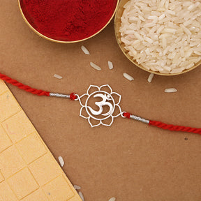 Flower OM Silver Rakhi