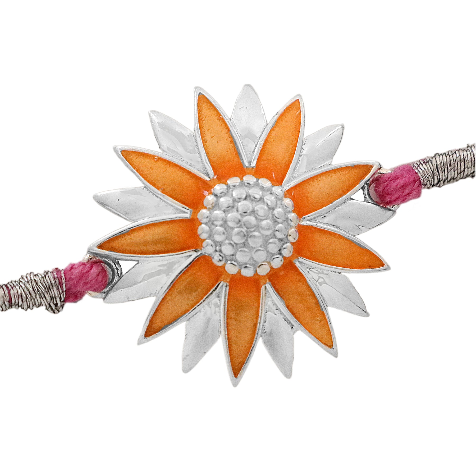 Silver Sunflower Enamel Rakhi