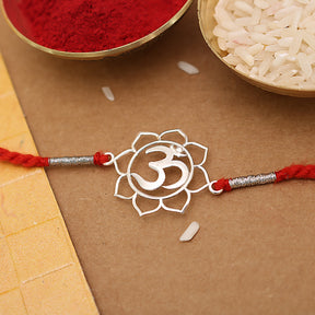 Flower OM Silver Rakhi