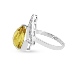 Citrine Shadow CZ Silver Ring