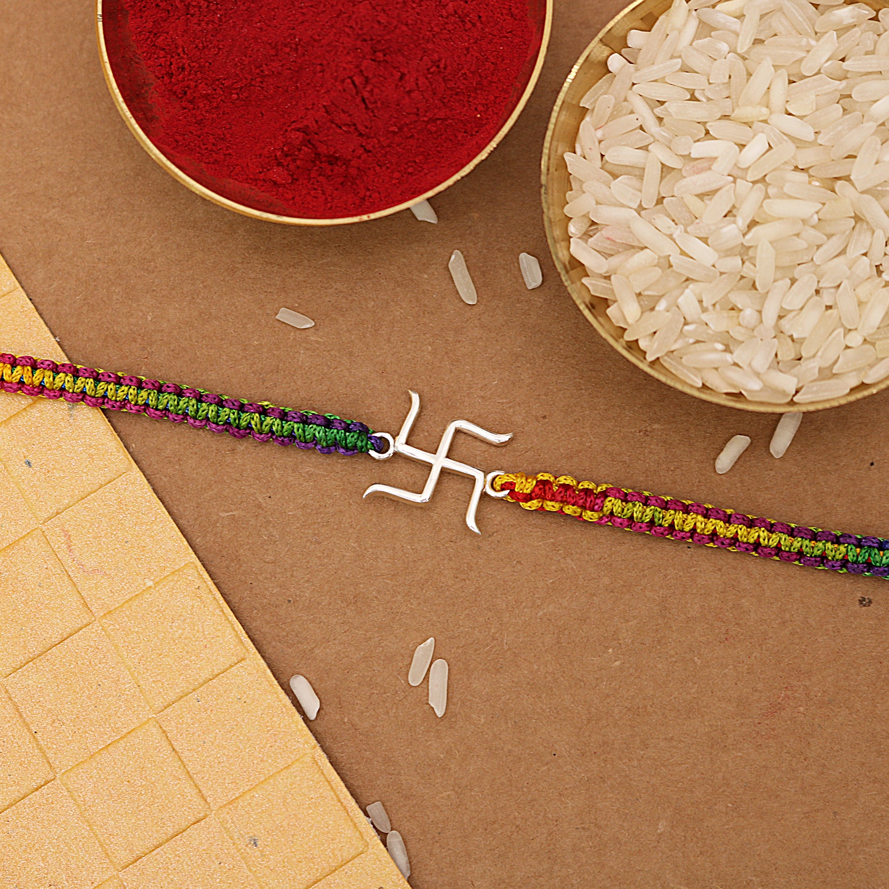 Silver Swastik Rakhi