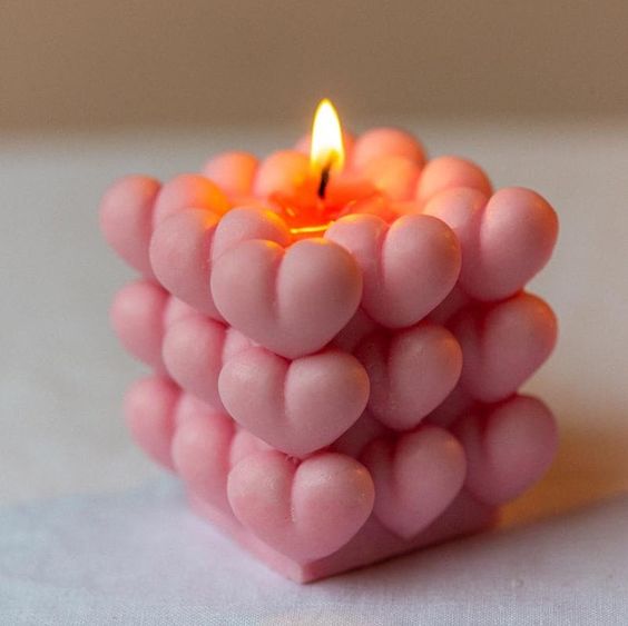 Heart Bubble Cube Candle