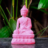 Pink Buddha Stone Statue Meditating for Home Decor