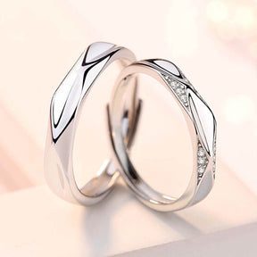 Moonlight Mirrors Adjustable 925 Sterling Silver Couple Rings