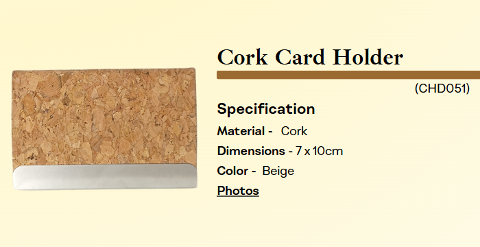 Cork card holder