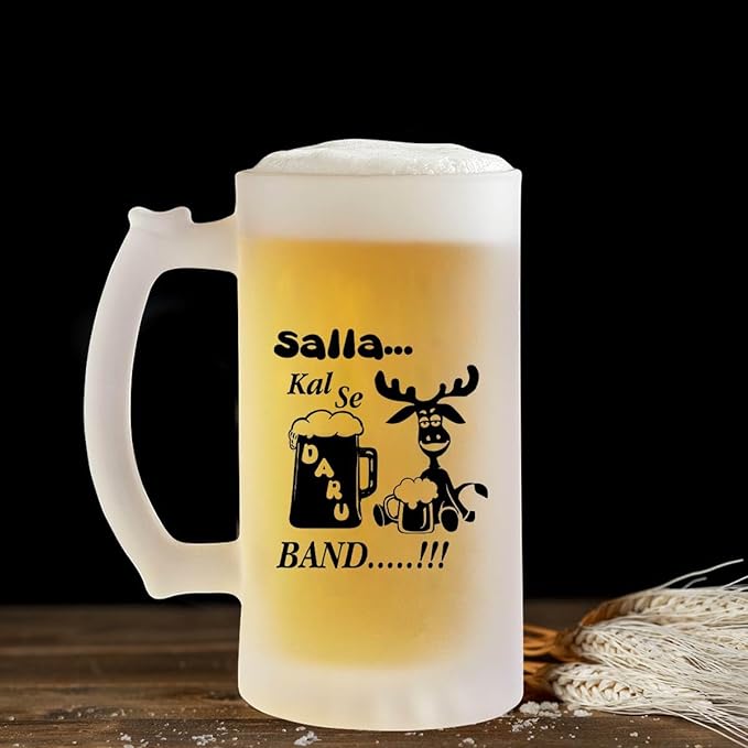 Kal se Daaru Band Clear Beer Mug