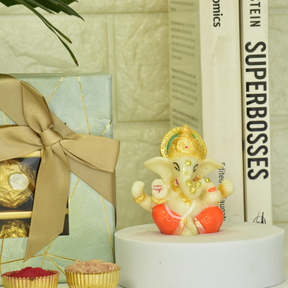 Ganesh Idol With Chocolates & Roli-chawal Gift Combo Hamper For Festivals