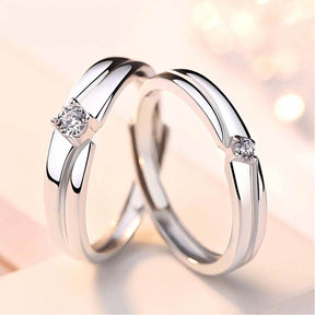 Silver Spills Adjustable 925 Sterling Silver Couple Rings