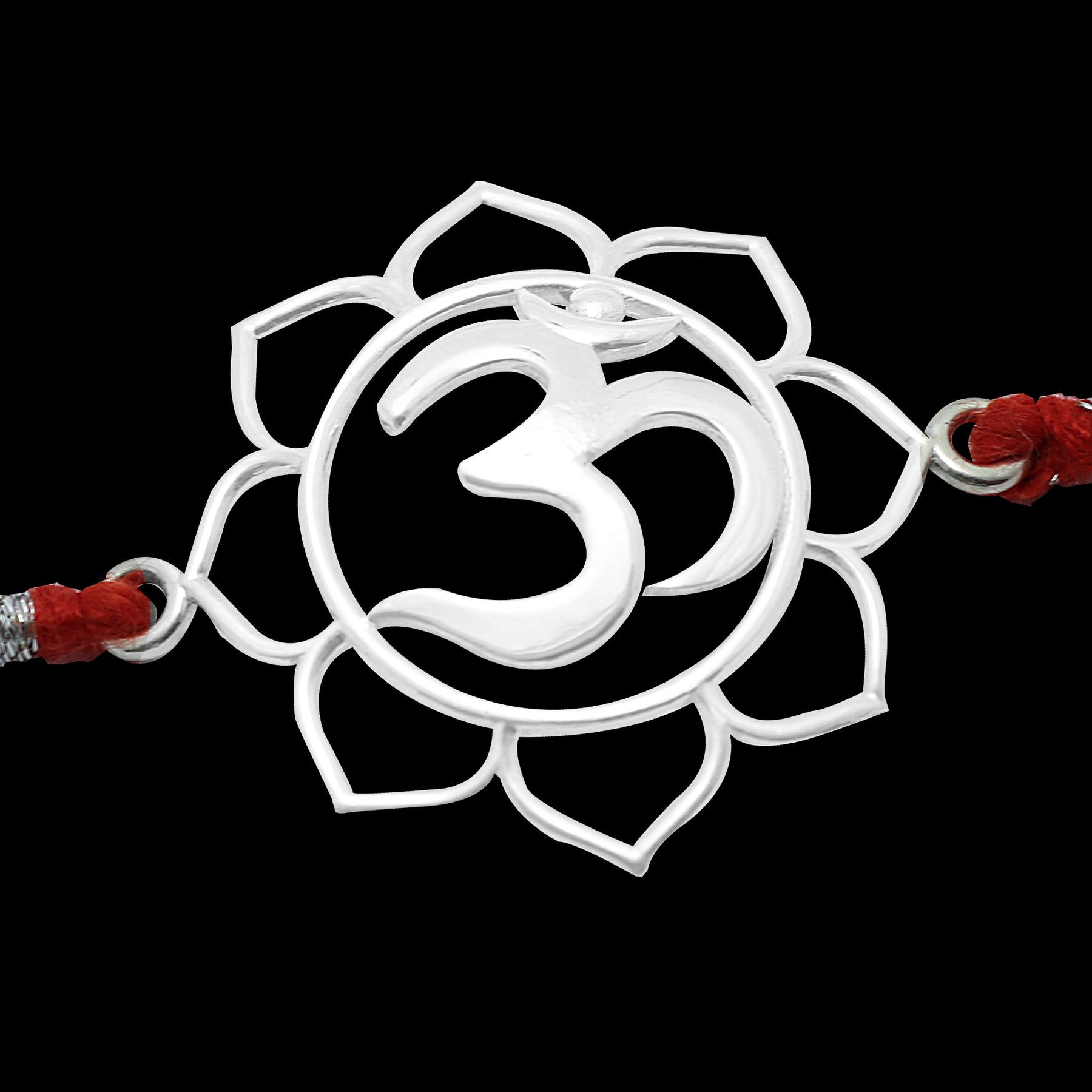 Flower OM Silver Rakhi