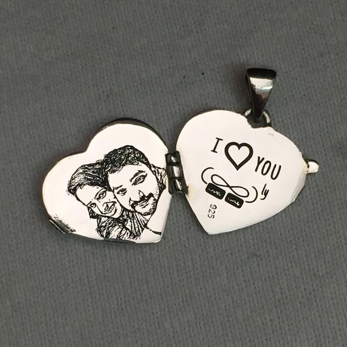 Endless Love Photo Engraved Silver Locket