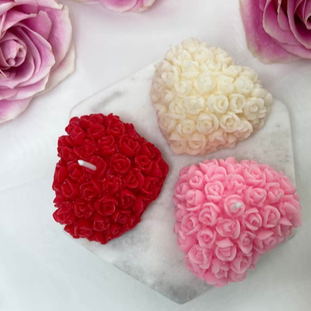 3D Heart with Roses Candle - Pack of 2-1