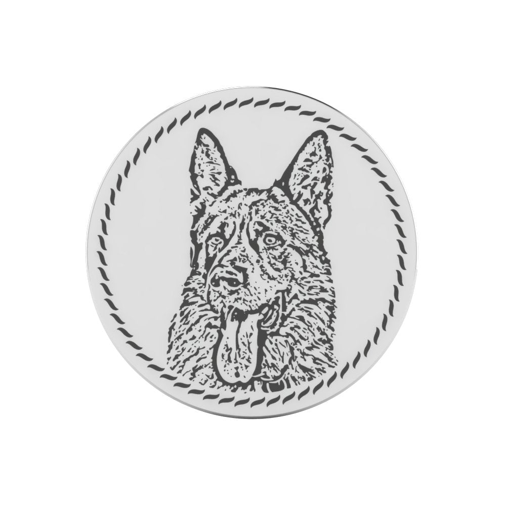 German Shepherd Photo Engraved Silver Coin-1
