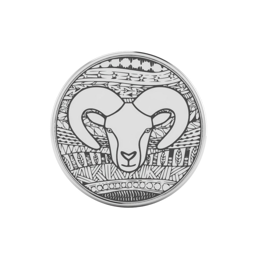 Aries Zentangle Zodiac Silver Coin