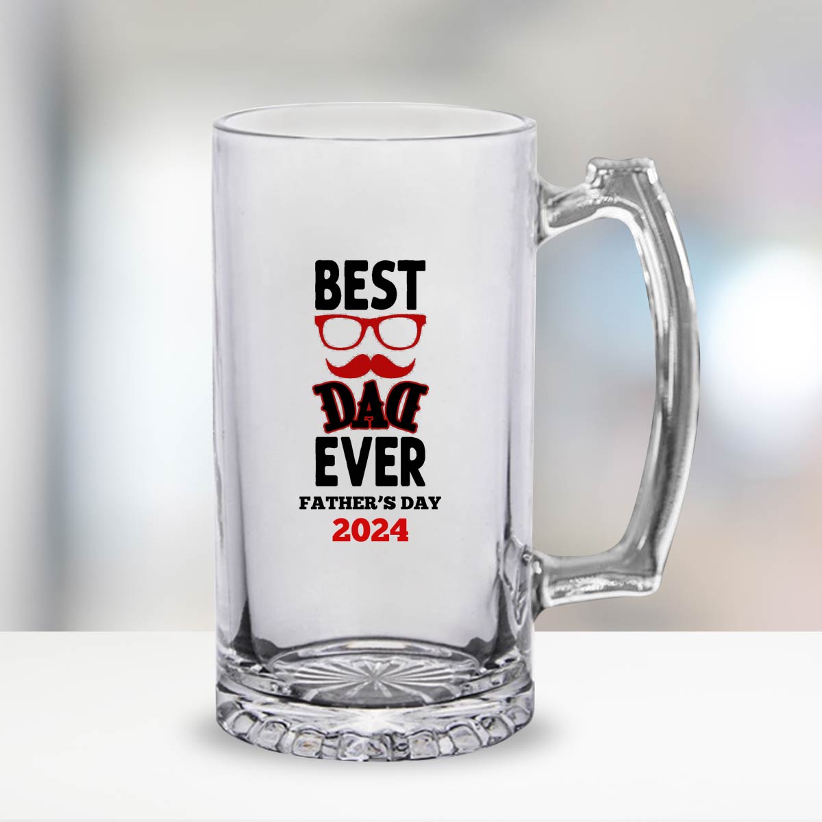 Personalised Best Dad Ever Happy Father's Day Transparent Beer Mug