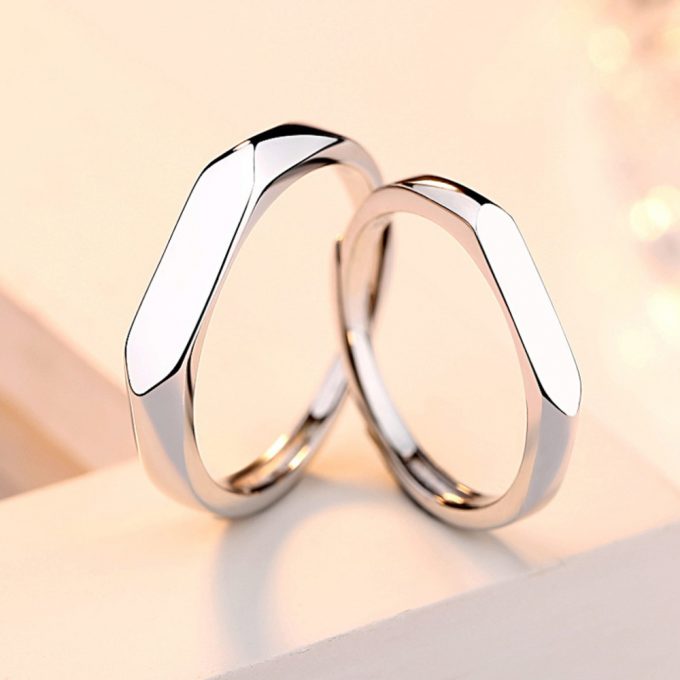 Charismatic Name Engraved Couple Rings in Sterling Silver-1