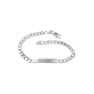 Personalized Name Plate Silver Bracelet