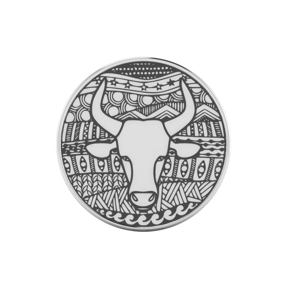 Taurus Zentangle Zodiac Silver Coin