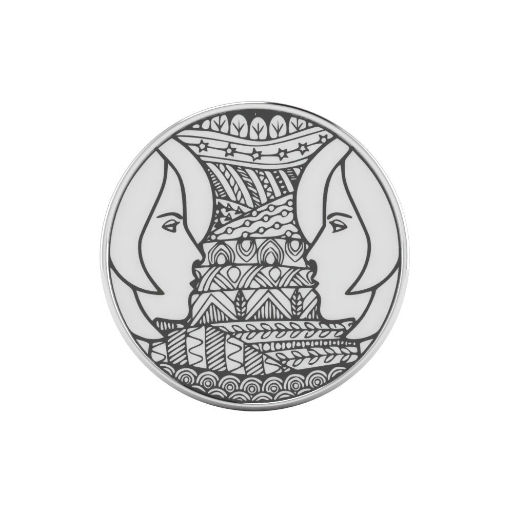 Gemini Zentangle Zodiac Silver Coin