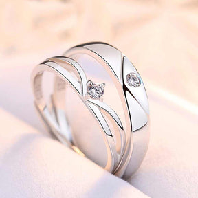 Silver Serenity Adjustable 925 Sterling Silver Couple Rings