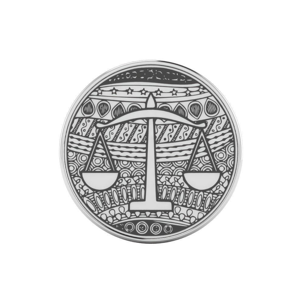 Libra Zentangle Zodiac Silver Coin-2