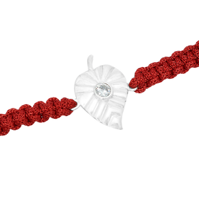 Silver Zironia Textured Leaf Rakhi