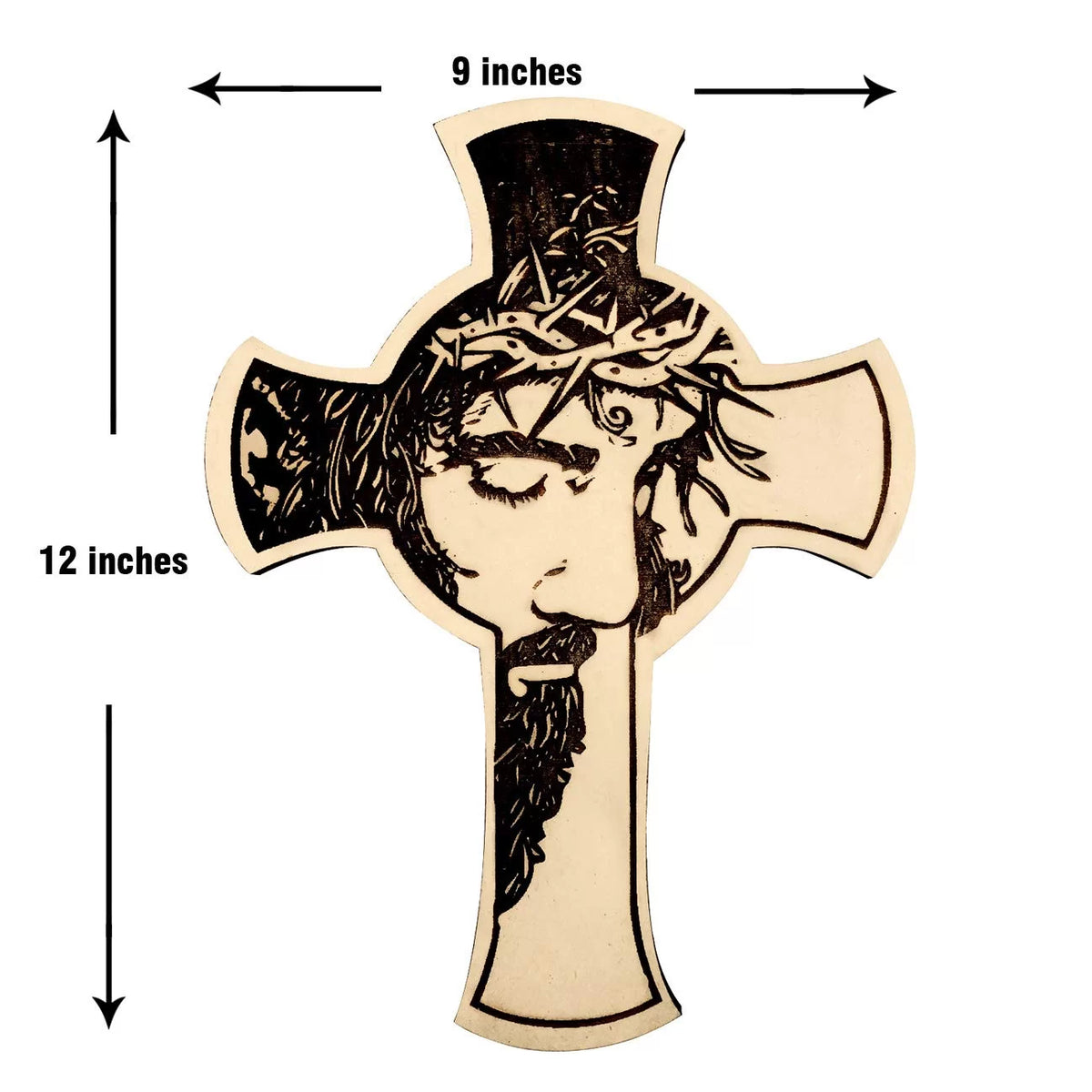 Wooden Jesus Christ Face Cross (30×22 cm)