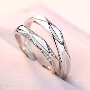 Moonlight Mirrors Adjustable 925 Sterling Silver Couple Rings
