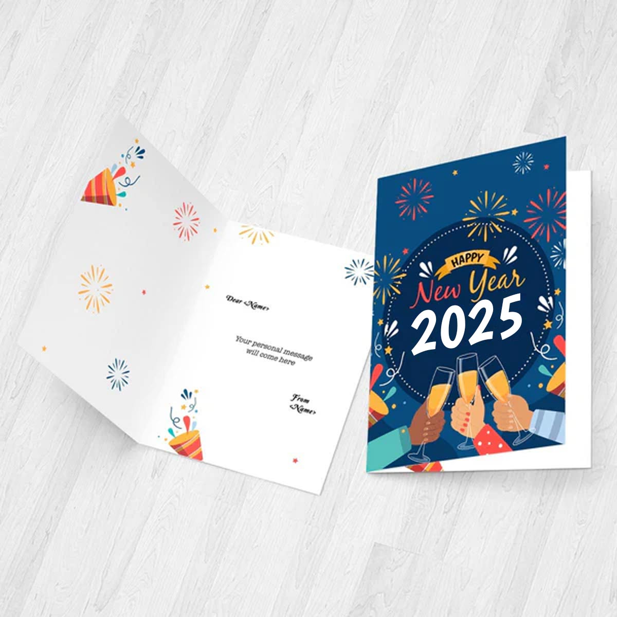 Cheers to New Year 2025 Greeting Card