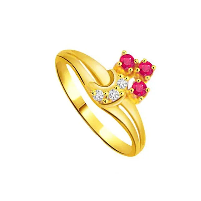 Real Diamond & Ruby Gold Ring-2