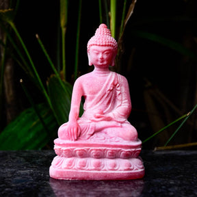 Pink Buddha Stone Statue Meditating for Home Decor