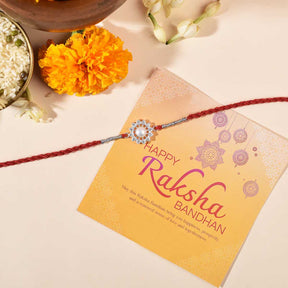 Shining Pearl Flower Silver Rakhi