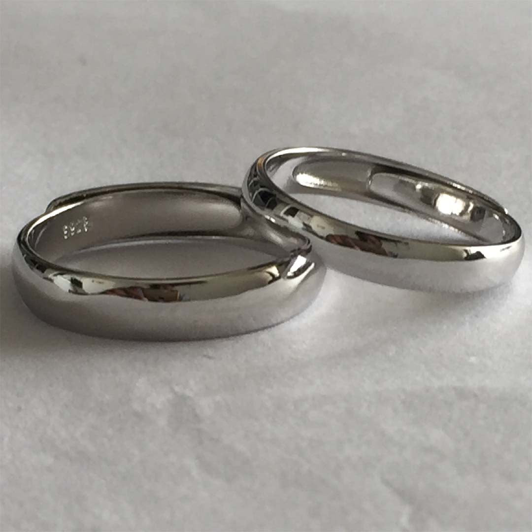 Plain Silver Couple Rings With Name Engraved