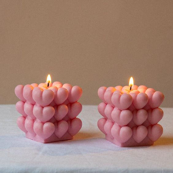 Heart Bubble Cube Candle