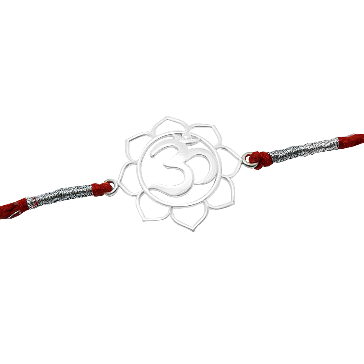 Flower OM Silver Rakhi