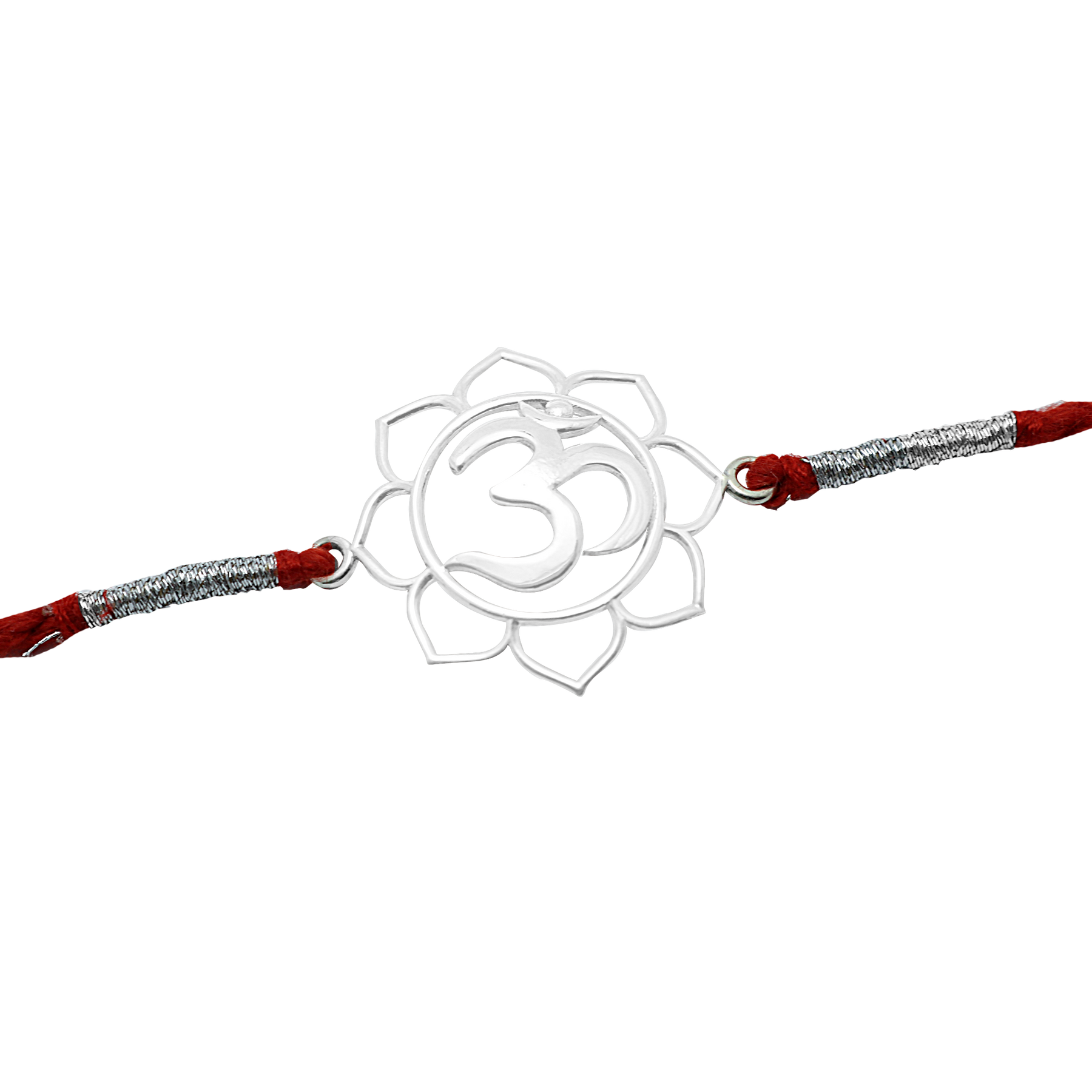 Flower OM Silver Rakhi