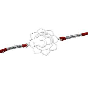 Flower OM Silver Rakhi