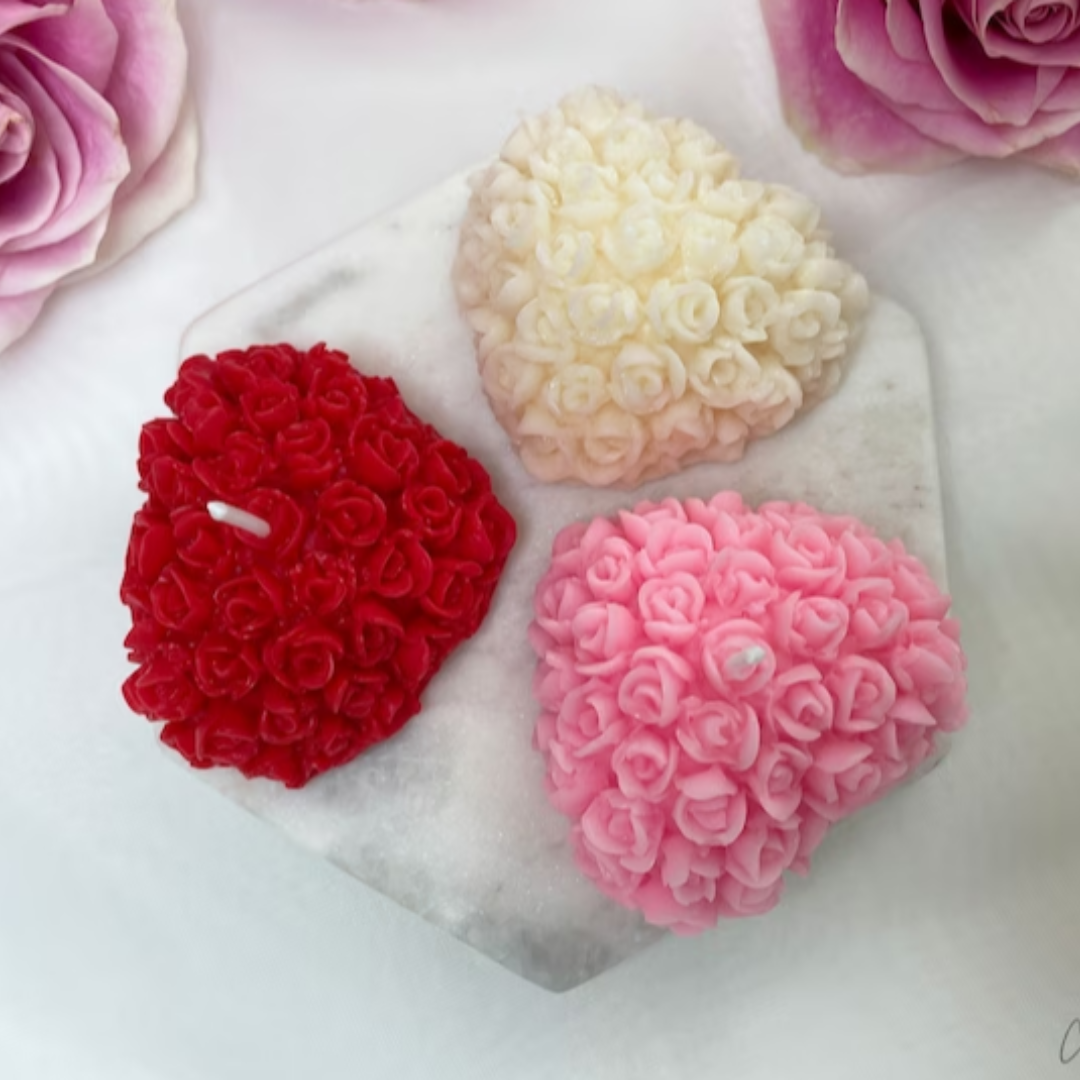 3D Heart with Roses Candle - Pack of 2
