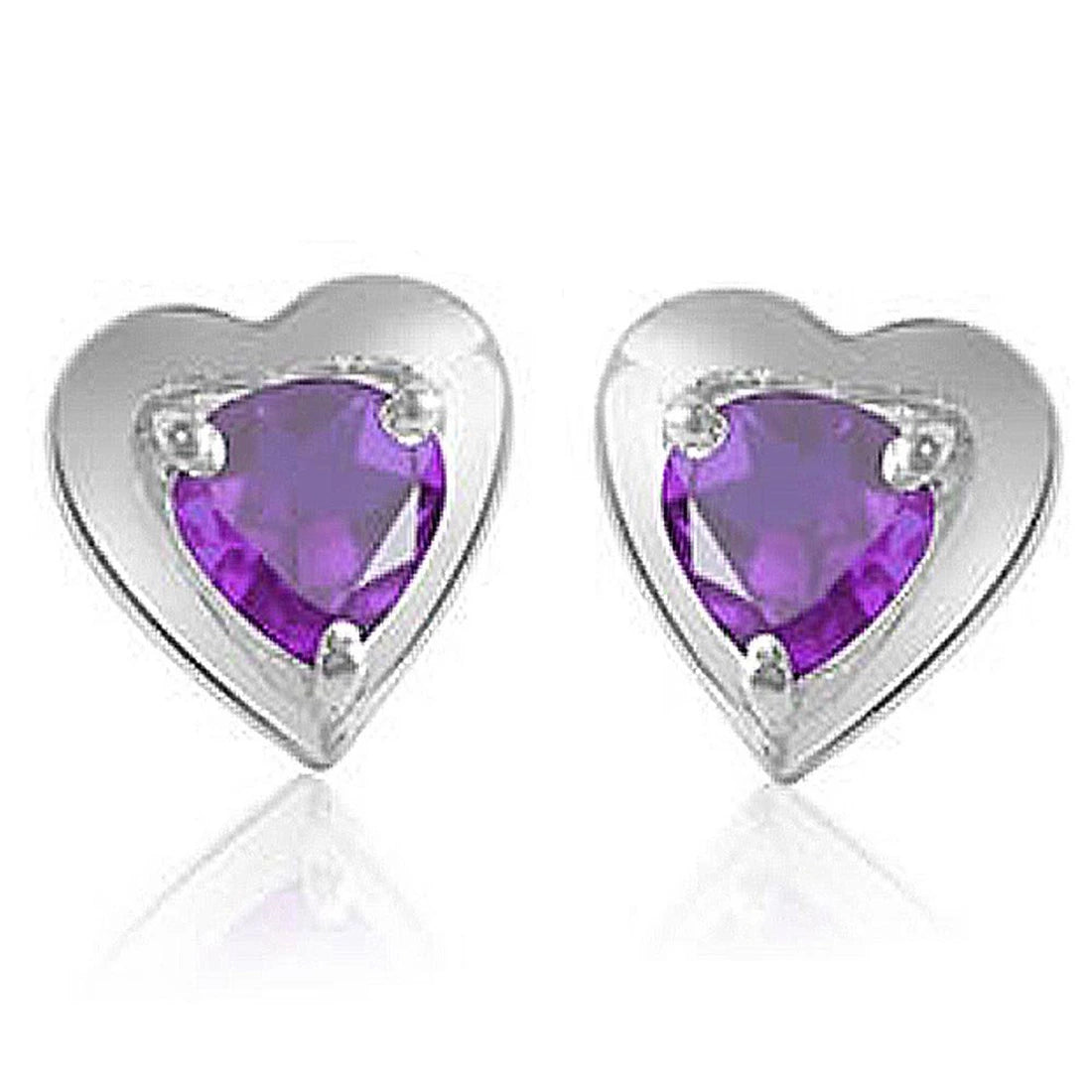Heart Shape Purple Amethyst Pendant & Earring Set with Silver finished Chain for Women-2