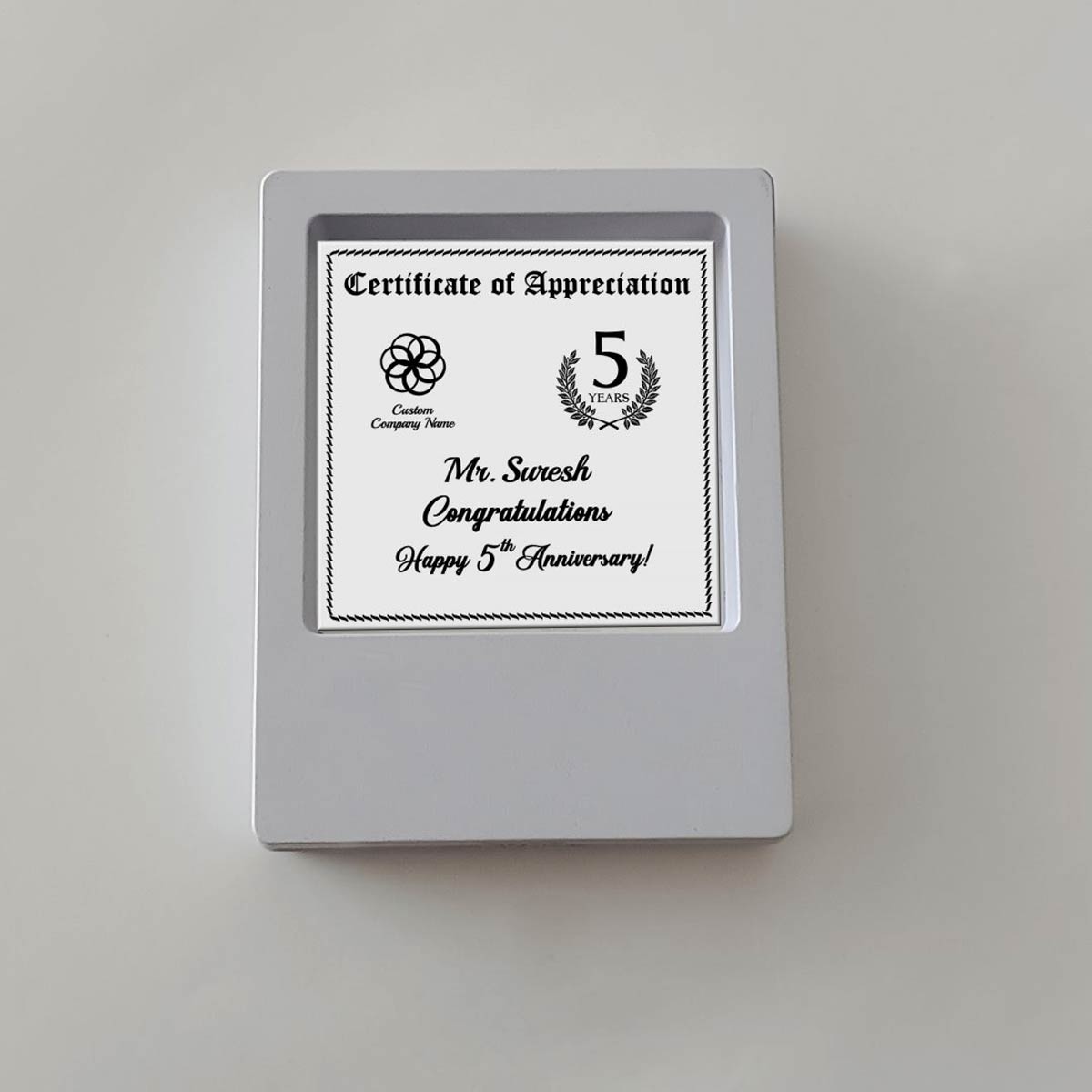 Certificate Of Appreciation Engraved Silver Frames