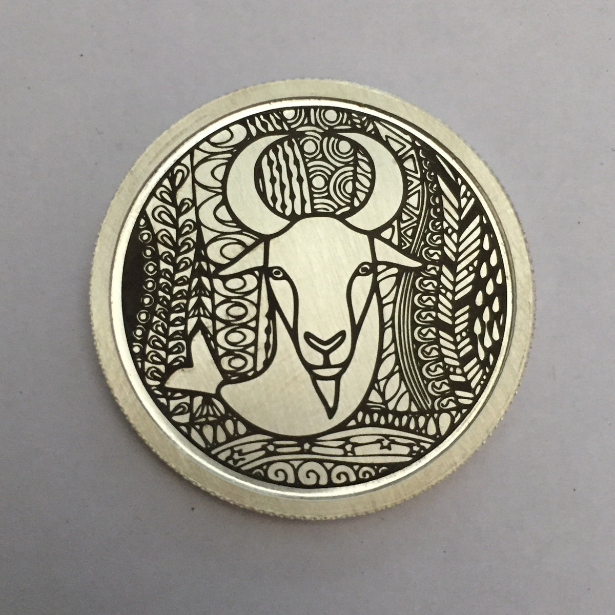 Capricorn Zentangle Zodiac Silver Coin